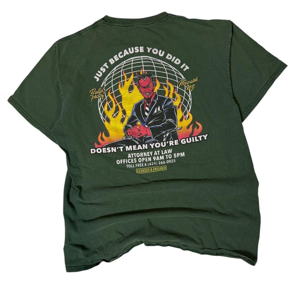 Green devil tee with‎ flame
